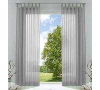 Gardinenbox 61000CN - Juego de 2 Cortinas Transparentes para salón (245 x 140 cm, 2 Unidades), Color Gris