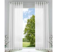 Gardinenbox 61000CN - Juego de 2 Cortinas Transparentes para salón, Voile con terminación de Cinta (225 x 140 cm), Color Blanco