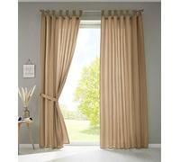 Gardinenbox Berlín 20400N2 - Juego de 2 Cortinas (225 x 140 cm), Color Arena Opaca, microsatén, translúcido, Color marrón