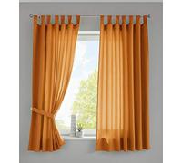 Gardinenbox Berlín 20400N2 - Juego de 2 Cortinas Opacas, microsatén, translúcidas, Color Naranja