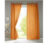Gardinenbox Berlín 20400N2 - Juego de 2 Cortinas Opacas, microsatén, translúcido, Color Naranja