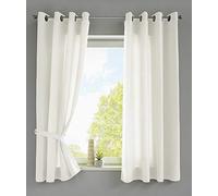 Gardinenbox Berlín 20405N2 - Juego de 2 Cortinas (175 x 140 cm, microsatén, translúcido), Color Crema