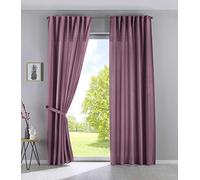 Gardinenbox Cationic Jena 2019037-2 - Juego de 2 Cortinas (225 x 140 cm, Aspecto de Lino, 225 x 140 cm), Color Rosa