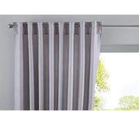 Gardinenbox Cortina con Trabillas Ocultas Jena de Cationic, Opaca, Aspecto de Lino, con alzapaños, 100% poliéster, Plata, Altura x Ancho 145 x 140 cm