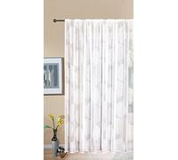 Gardinenbox Cortina Jacquard Fabio HxB 225 x 300 cm, Cinta fruncidora, Banda Universal, Color Blanco, patrón de círculos, Transparente, Cortina de Gasa para salón, 13143