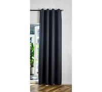 Gardinenbox Cortina Opaca con Ojales y alzapaños, 245 x 145 cm, Color Gris Oscuro, 100% Opaco, unión de Tres Capas, diseño de Espiga de Múnich