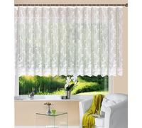 Gardinenbox Jacquard Mainz Cinta fruncidora Universal Blanca Floral Transparente Cortina salón 13144, Tela, H300 x B145 cm (1er Pack)
