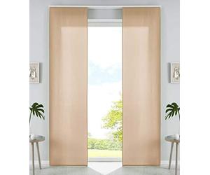 Gardinenbox Juego de 2 Cortinas correderas de Microfibra, 245 x 60 cm, Color Arena Mate, Barras de contrapeso, 85600N2