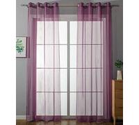 Gardinenbox Juego de 2 Cortinas Transparentes con Ojales, para salón, 20332-cn2, 100% poliéster, Lila, Alto x Ancho 175 x 140 cm
