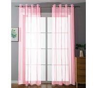 Gardinenbox Juego de 2 Cortinas Transparentes con Ojales, para salón, Gasa con Ojales, Cierre de Cinta de Plomo, 175 x 140 cm, Rosa Claro, 203322