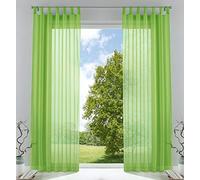 Gardinenbox Juego de 2 Cortinas Transparentes de Voile para salón, con Cierre de Cinta de Plomo, 225 x 140 cm (Alto x Ancho), Color Verde Manzana, 61000CN