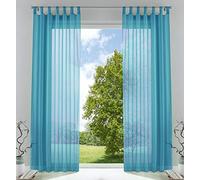 Gardinenbox Juego de 2 Cortinas Transparentes para salón, Gasa con Cierre de Cinta de Plomo, 100% poliéster, Azul, Alto x Ancho 245 x 140 cm