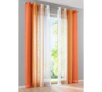 Gardinenbox Juego de 2 Cortinas Verticales con impresión Transparente Modena con Ojales y alzapaños, 245 x 140 cm, Color Naranja, 10000183