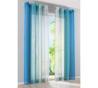 Gardinenbox Juego de 2 Cortinas Verticales con impresión Transparente Modena con Ojales y alzapaños, 175 x 140 cm, Tonos Azules, 10000183