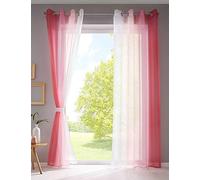 Gardinenbox Juego de 2 Cortinas Verticales con impresión Transparente Modena con Ojales y alzapaños, 145 x 140 cm, Tonos Rosas, 10000183