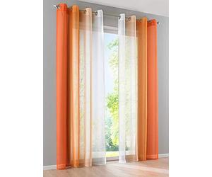 Gardinenbox Modena 10000183-Juego de 2 Cortinas Verticales degradados (145 x 140 cm, con Ojales y alzapaños, 10000183), Poliéster, Tonos Naranjas, H145 x B140 cm (2er Pack), 2