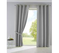 Gardinenbox Palermo 10000265-2 - Juego de 2 Cortinas Opacas con Ojales y alzapaños, 145 x 140 cm, Color Gris