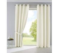 Gardinenbox Palermo 10000265-2 - Juego de 2 Cortinas Opacas con Ojales y alzapaños, 175 x 140 cm, Color Crema