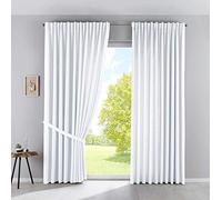 Gardinenbox Palermo 100002651-2 Juego de 2 Cortinas Opacas «Palermo», 250 x 300 cm (Alto x Ancho), Color Blanco, con alzapaños