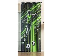 Gardinenbox Seoul Collection 2024120 - Cortina con Ojales (Fibra Gruesa, 245 x 140 cm), diseño de fútbol