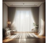 GARDINESTAN JUNG CFO GmbH Cortina blanca en aspecto de lino, semitransparente, con cinta fruncida y cinta de plomo, para salón o dormitorio, 180 x 400 cm (alto x ancho)