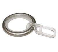 GARDINIA Anillas de Cortina con Inserto Deslizante y Ganchos para Cortina, Metal, para diámetro de 16 mm, Aspecto de Acero Inoxidable, 10 Unidades
