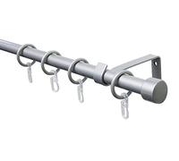 Gardinia 32881 - Juego de Barra de Cortina, 1 Tapa, Juego Completo, Incluye Material de fijación, Longitud 130-240 cm, Metal/plástico, Plata