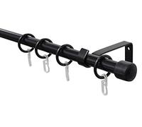 Gardinia 32882 - Juego de Barras de Cortina, 1 Tapa, Juego Completo, Incluye Material de fijación, Longitud 130-240 cm, Metal/plástico, Negro