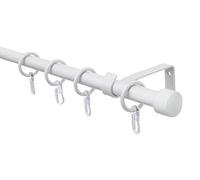 Gardinia 32883 - Juego de barras de cortina 1 tapa, juego completo, incluye material de fijación, longitud 130-240 cm, metal/plástico, blanco