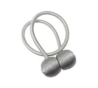 Gardinia Alzapaños para cortinas y cortinas, con imán para una fijación fácil, diámetro de la bola aprox. 30 mm, diámetro de la cuerda aprox. 6 mm, cierre magnético, Flex-S, plata, 48 cm