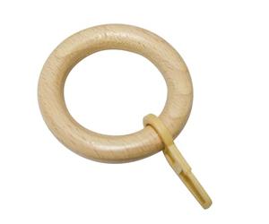 GARDINIA Anillas de cortina para barras de Ø 28 mm, Con ganchos de cortina, 10 piezas, Anchura de la anilla 9 mm, Madera, Pino