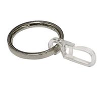 Gardinia Anillas para Barra de Cortina de 19 mm de diámetro, Incluye Ganchos Plisados, 6 Unidades, Ancho de 4 mm, Metal, Aspecto de Acero Inoxidable