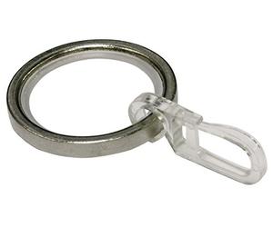 GARDINIA Anillo de cortina con 20 mm de diámetro, Inserciones deslizantes y gancho plegable, 10 piezas, Serie Chicago, Ancho 4 mm, Metal, Aspecto de acero inoxidable