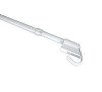 GARDINIA Barra para cortinas con abrazaderas, Extensible, Montaje sin tornillos ni perforación, Diámetro 10/12 mm, Longitud 75-125 cm, Metal, Blanco