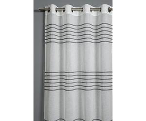 Gardinia Cortina con Ojales, Cortina Transparente con Ojales, Rayas 3D, translúcidas, Color Gris, 140 x 245 cm