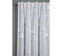 Gardinia Cortina con Trabillas Ocultas y Cinta de Cortina, impresión de Flores, translúcida, Gris Plata, 140 x 245 cm