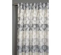 Gardinia Cortina con Trabillas Ocultas y Cinta de Cortina Opaca translúcida con rombo Jacquard, Gris, 140 x 175 cm