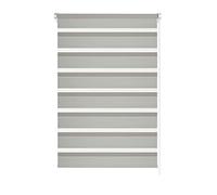 GARDINIA EASYFIX Estor enrollable doble, Tracción lateral, Franjas transparentes y opacas, Ajustable sin escalonamientos, 120 x 150 cm, Gris claro