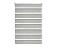 GARDINIA EASYFIX Estor enrollable doble, Tracción lateral, Franjas transparentes y opacas, Ajustable sin escalonamientos, 90 x 150 cm, Gris claro