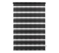 GARDINIA Estor Doble Enrollable para sujeción o Pegado, Doble Enrollable y Lateral con Rayas Transparentes y Opacas, Incluye Todas Las Piezas de Montaje, Gris Antracita, 75 x 150 cm (B x H)
