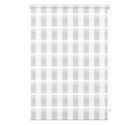 GARDINIA Estor Doble para sujeción o Pegado, Doble Rollo/Lateral a Rayas Transparentes y Opacas, Todas Las Piezas de Montaje Incluidas, Color Blanco a Cuadros, 100 x 150 cm (B x H)