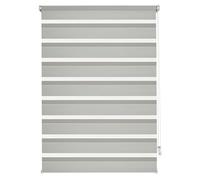 Gardinia Estor Enrollable Doble EASYFIX con Riel de Montaje, Estor Enrollable de Tiro Lateral, Franjas Transparentes y Opacas, Ajusto Continuo, Gris, 90 x 150 cm