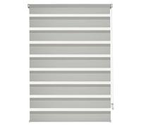 Gardinia Estor Enrollable Doble EASYFIX con Riel de Montaje, Estor Enrollable de Tiro Lateral, Franjas Transparentes y Opacas, Ajusto Continuo, Gris, 120 x 150 cm