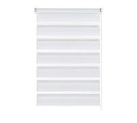 GARDINIA Estor Enrollable Doble para Fijar o Pegar, Sin taladrar, Tiro Lateral, Franjas Transparentes y Opacas, Blanco, 90 x 150 cm
