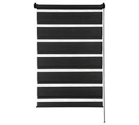 GARDINIA Estor enrollable doble para fijar o pegar, Sin taladrar, Tiro lateral, Listones transparentes y opacos, Negro, 60 x 150 cm