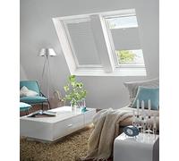 GARDINIA Estor plisado Solo para claraboyas sin taladrar, Con ventosas, Estor plisado opaca, Incl. todas las piezas de montaje, 95,3 x 122 cm, Gris