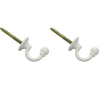 Gardinia Ganchos decorativos para cortinas y visillos, Ganchos para atornillar, Barroco, 2 piezas, Longitud: 3 cm, Metal, Blanco (Paquete de 2)