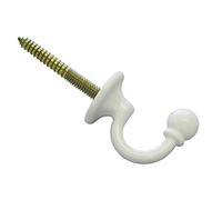 GARDINIA Ganchos decorativos para cortinas y visillos, Ganchos para atornillar, Barroco, 2 piezas, Longitud: 3 cm, Metal, Blanco