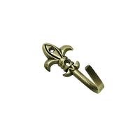 GARDINIA Ganchos decorativos para cortinas y visillos, Ganchos para atornillar, Lilie, 2 piezas, Longitud: 5,5 cm, Metal, Latón bruñido