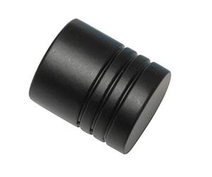GARDINIA Remates cilíndricos para barra de cortina con Ø 16 mm, Metal, Negro mate, 2 piezas
